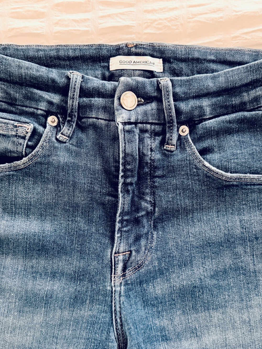 Good American Good Legs Crop Jeans Size 6/28 Blue Denim Mid Rise Skinny - Picture 4 of 12